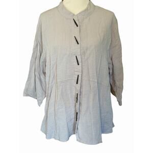 Habitat Crinkle Tunic Jacket Button Front •XL•Textured Grey Bamboo Lagenlook Top